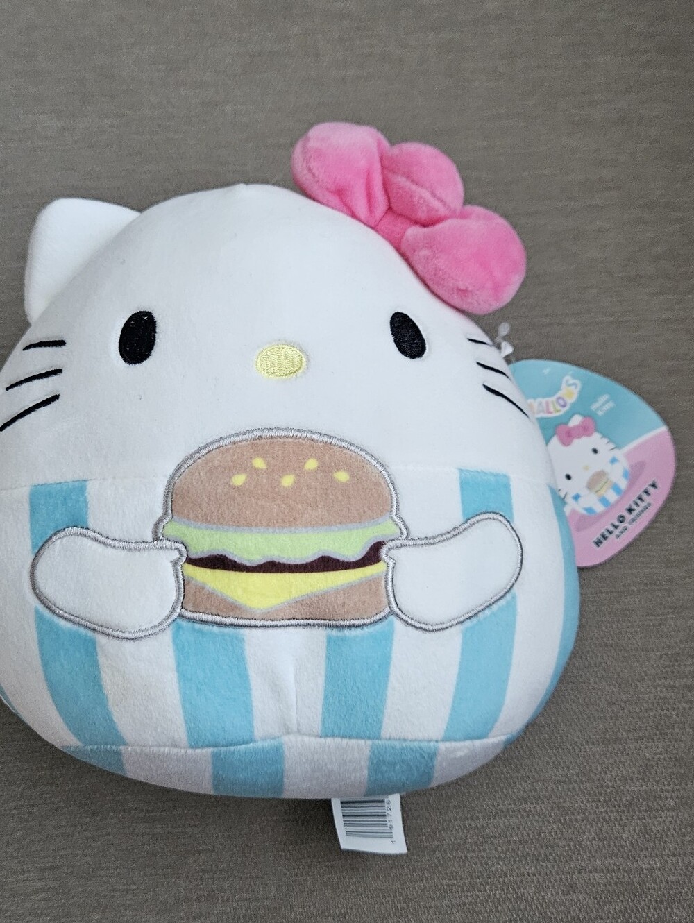 Squishmallows Hello Kitty Pink & White Plush Toy Burger 8"